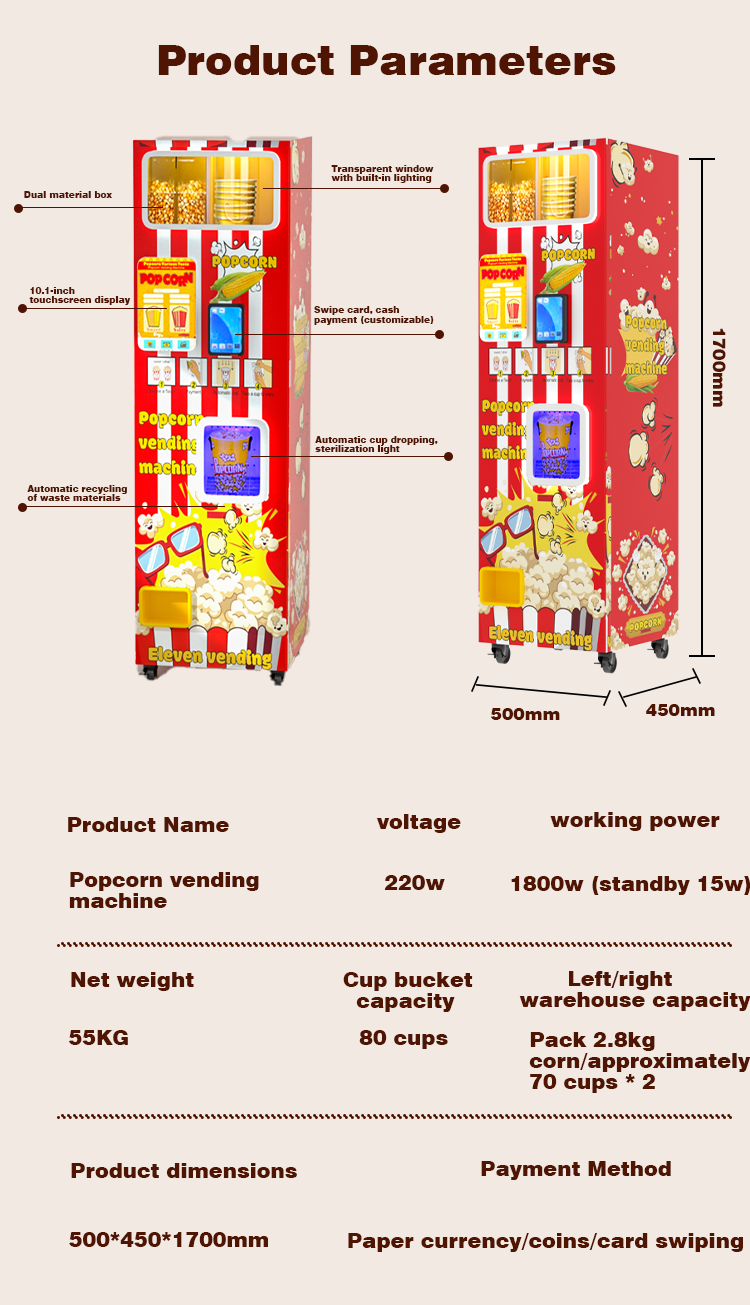 Automat do popcornu CE Commerc – Popcorn Vending Machine recenzja i cena